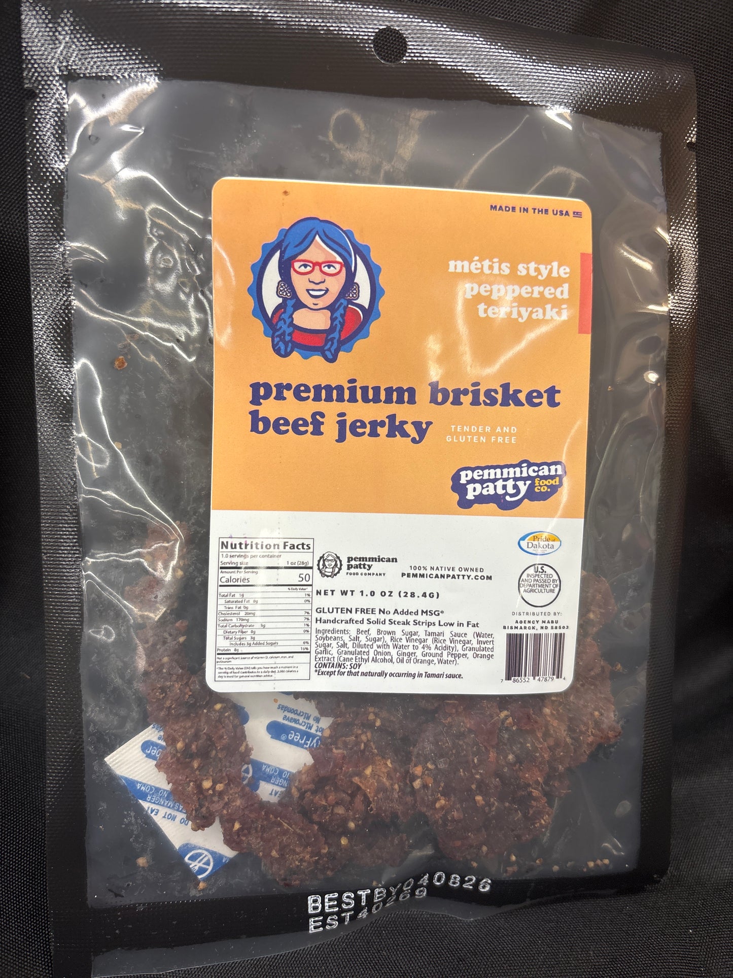 Pemmican Patty Metis' Style Teriyaki Brisket Beef Jerky 1oz