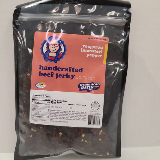 Pemmican Patty Rogarou (monster) Peppered hand crafted Beef Jerky 2.5 oz