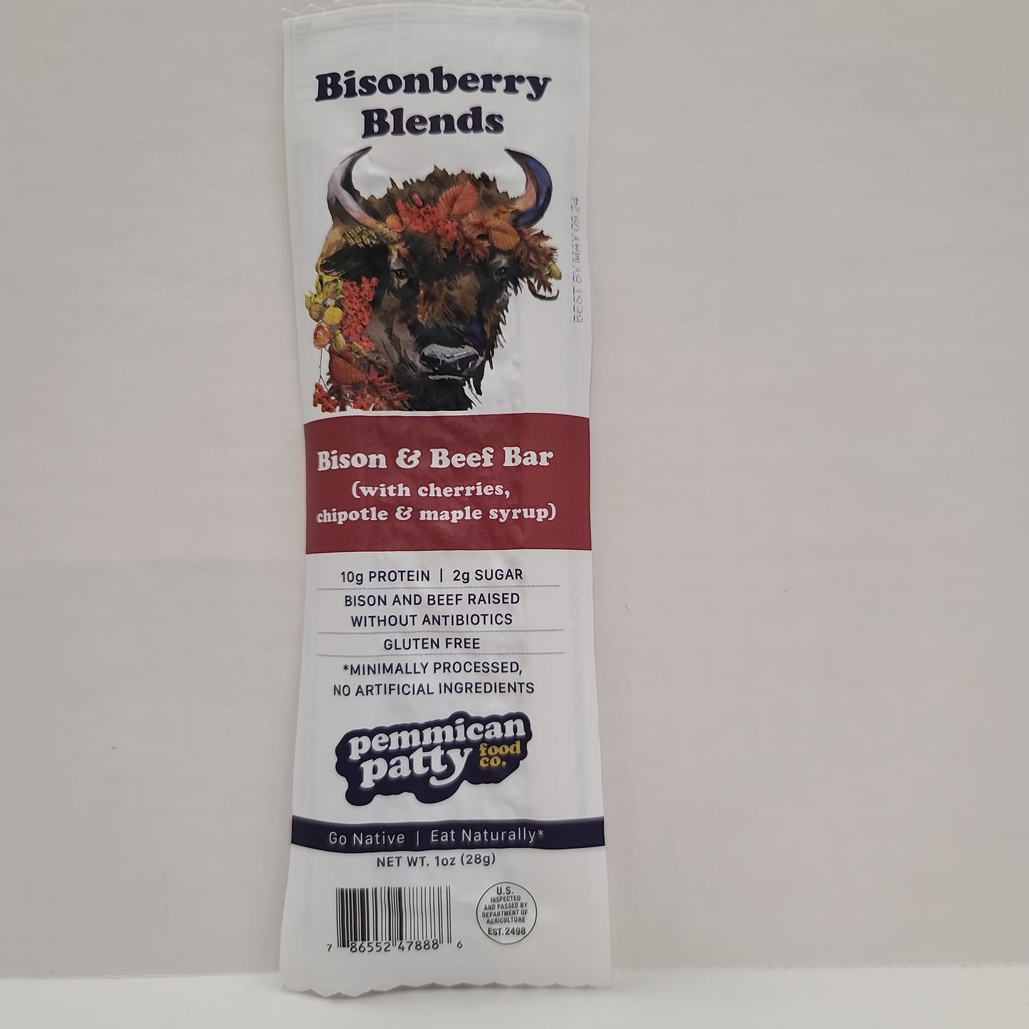 Pemmican Patty Bisonberry Blends Cherry Chipotle & Maple Syrup Bison & Beef Bar
