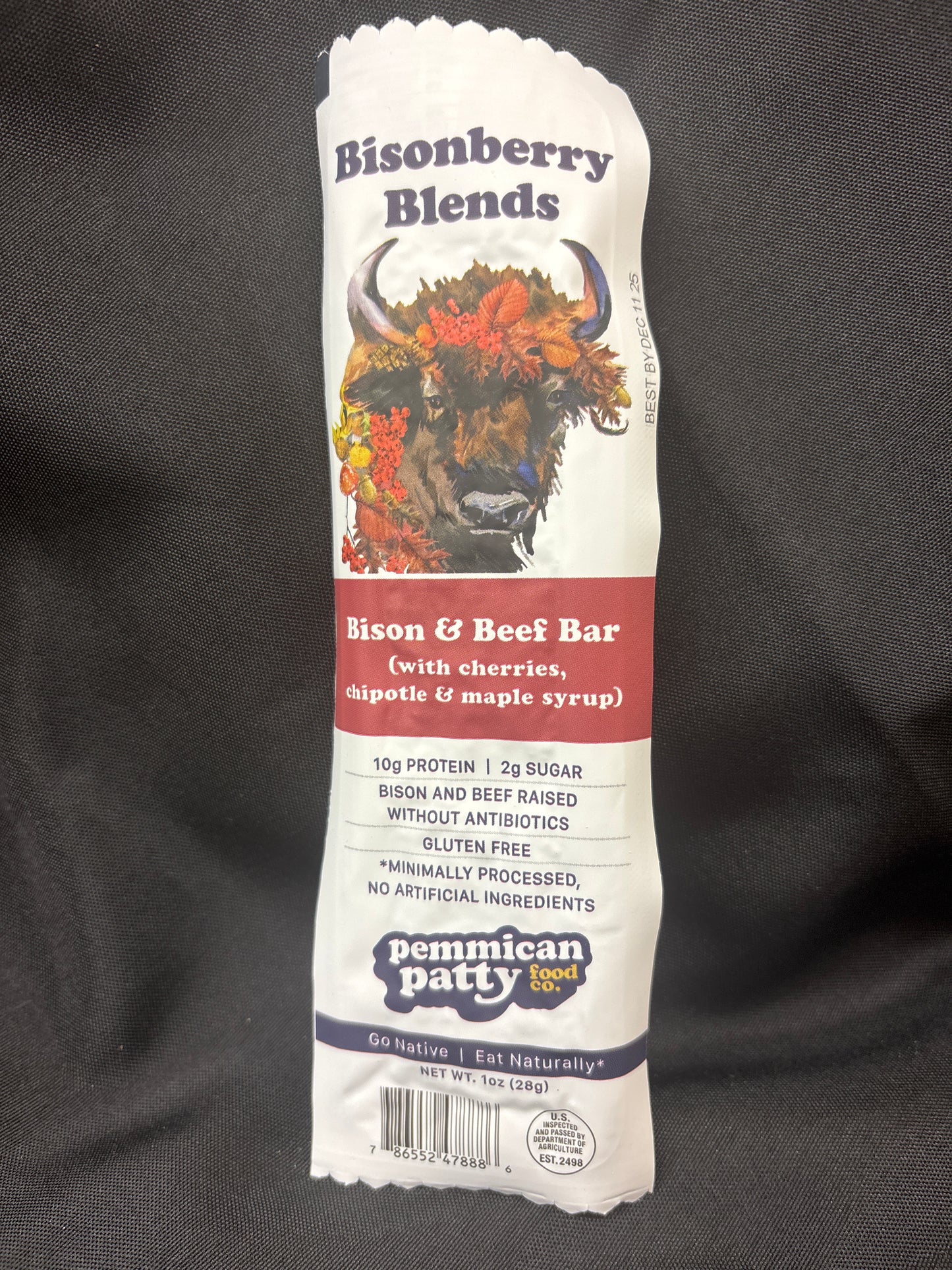 Pemmican Patty Bisonberry Blends Cherry Chipotle & Maple Bison & Beef Bar